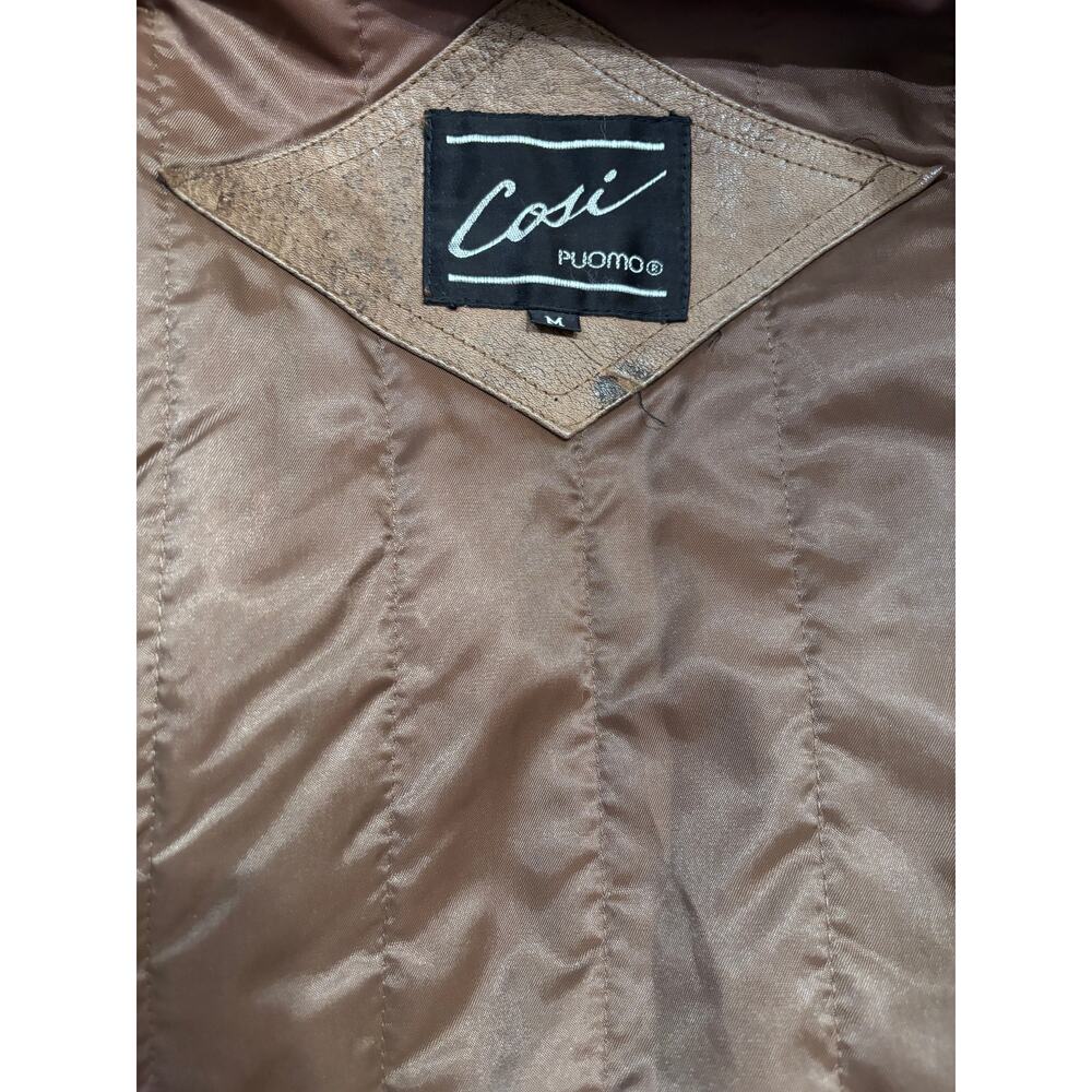 Cosi Puomo - Men's Vintage Leather Aviator Bomber Jacket Size M - Picture 10 of 15